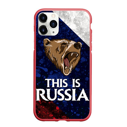 Чехол iPhone 11 Pro матовый Russia: Roaring Bear / 3D-Красный – фото 1