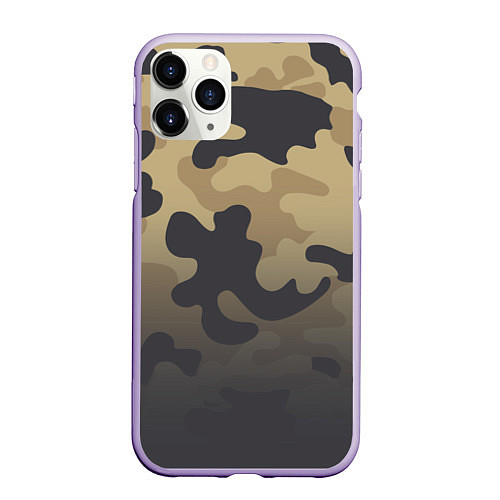 Чехол iPhone 11 Pro матовый Camouflage Khaki / 3D-Светло-сиреневый – фото 1