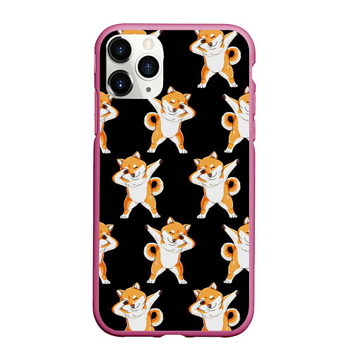 Чехол iPhone 11 Pro матовый Foxes Dab / 3D-Малиновый – фото 1