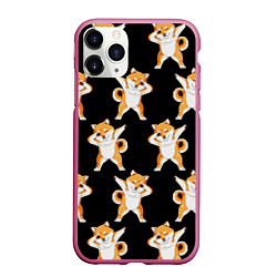 Чехол iPhone 11 Pro матовый Foxes Dab, цвет: 3D-малиновый