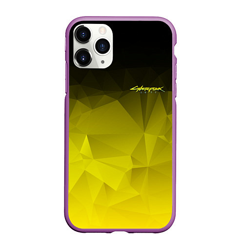 Чехол iPhone 11 Pro матовый Cyberpunk 2077: Yellow Poly / 3D-Фиолетовый – фото 1