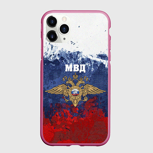 Чехол iPhone 11 Pro матовый МВД / 3D-Малиновый – фото 1