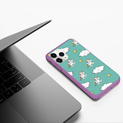 Чехол iPhone 11 Pro матовый Love of Unicorns, цвет: 3D-фиолетовый — фото 2