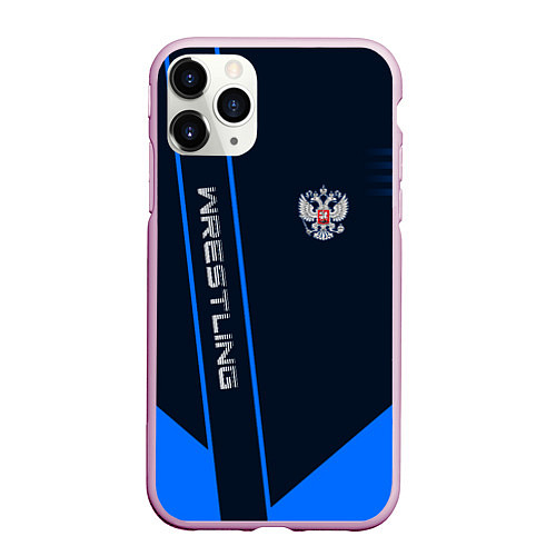 Чехол iPhone 11 Pro матовый Wrestling: Russia Style / 3D-Розовый – фото 1