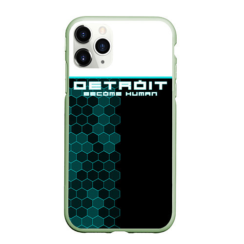 Чехол iPhone 11 Pro матовый Detroit: Cyber Hexagons / 3D-Салатовый – фото 1
