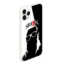 Чехол iPhone 11 Pro матовый Skrillex: Black & White, цвет: 3D-белый — фото 2