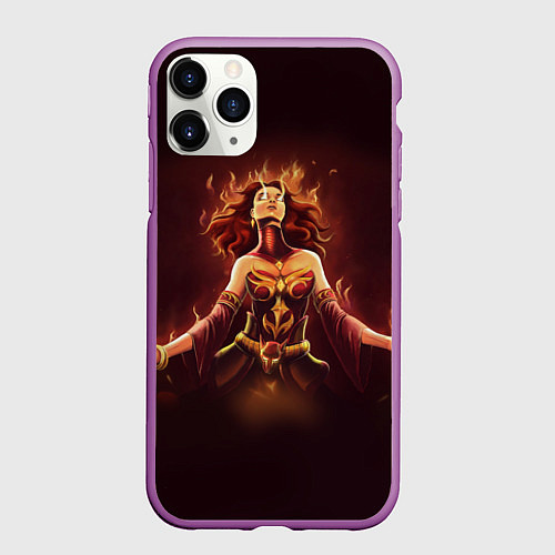 Чехол iPhone 11 Pro матовый Lina: Hell Flame / 3D-Фиолетовый – фото 1