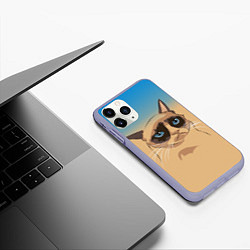 Чехол iPhone 11 Pro матовый Grumpy cat, цвет: 3D-светло-сиреневый — фото 2