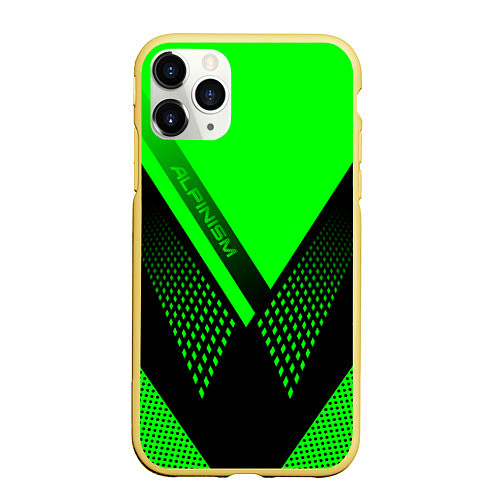 Чехол iPhone 11 Pro матовый Alpinism: Acid Green / 3D-Желтый – фото 1