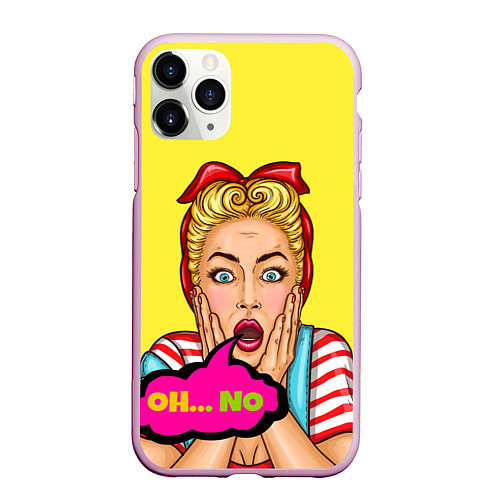 Чехол iPhone 11 Pro матовый Pop-girl: Oh no / 3D-Розовый – фото 1