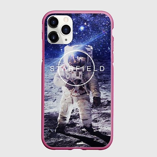 Чехол iPhone 11 Pro матовый Starfield / 3D-Малиновый – фото 1