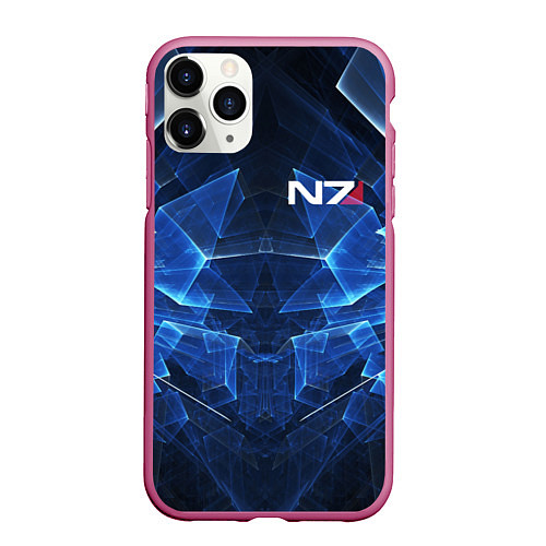 Чехол iPhone 11 Pro матовый Mass Effect: Blue Armor N7 / 3D-Малиновый – фото 1