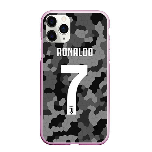 Чехол iPhone 11 Pro матовый Ronaldo 7: Camo Sport / 3D-Розовый – фото 1