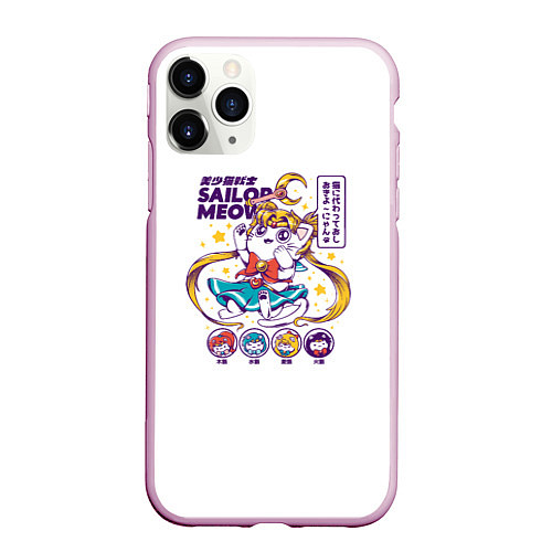 Чехол iPhone 11 Pro матовый Sailor Meow / 3D-Розовый – фото 1