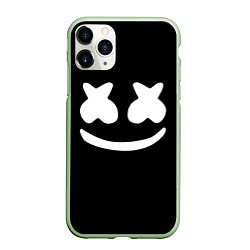 Чехол iPhone 11 Pro матовый Marshmello: Black Face, цвет: 3D-салатовый