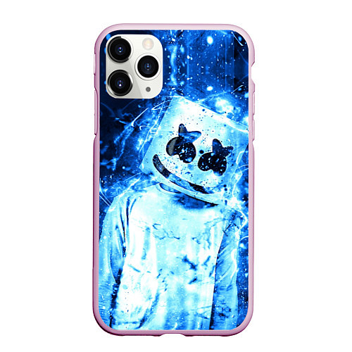 Чехол iPhone 11 Pro матовый Marshmello: Blue Liquid / 3D-Розовый – фото 1