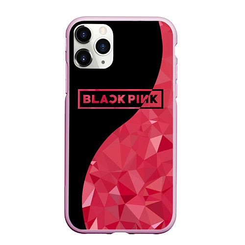 Чехол iPhone 11 Pro матовый Black Pink: Pink Polygons / 3D-Розовый – фото 1