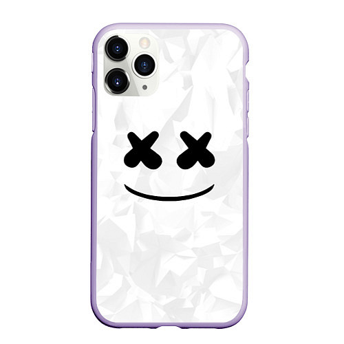 Чехол iPhone 11 Pro матовый Marshmello: White Face / 3D-Светло-сиреневый – фото 1