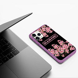 Чехол iPhone 11 Pro матовый Black Pink: Delicate Sakura, цвет: 3D-фиолетовый — фото 2