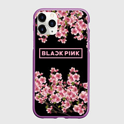 Чехол iPhone 11 Pro матовый Black Pink: Delicate Sakura, цвет: 3D-фиолетовый