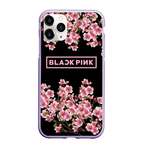 Чехол iPhone 11 Pro матовый Black Pink: Delicate Sakura / 3D-Светло-сиреневый – фото 1