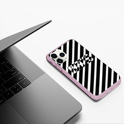 Чехол iPhone 11 Pro матовый BTS: B&W Stripes, цвет: 3D-розовый — фото 2