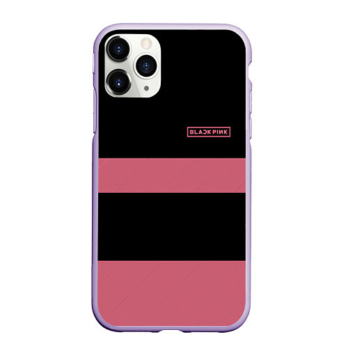 Чехол iPhone 11 Pro матовый Black Pink: Logo / 3D-Светло-сиреневый – фото 1