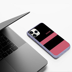 Чехол iPhone 11 Pro матовый Black Pink: Logo, цвет: 3D-светло-сиреневый — фото 2