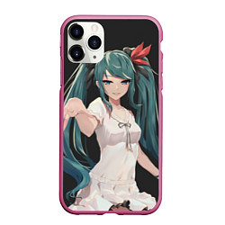 Чехол iPhone 11 Pro матовый Hatsune Miku, цвет: 3D-малиновый