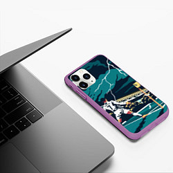 Чехол iPhone 11 Pro матовый Ronaldo lightning, цвет: 3D-фиолетовый — фото 2