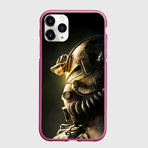 Чехол iPhone 11 Pro матовый Армированный шлем / 3D-Малиновый – фото 1