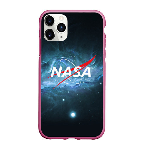 Чехол iPhone 11 Pro матовый NASA: Space Light / 3D-Малиновый – фото 1