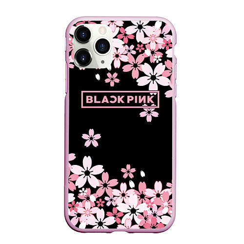 Чехол iPhone 11 Pro матовый Black Pink: Pink Sakura / 3D-Розовый – фото 1