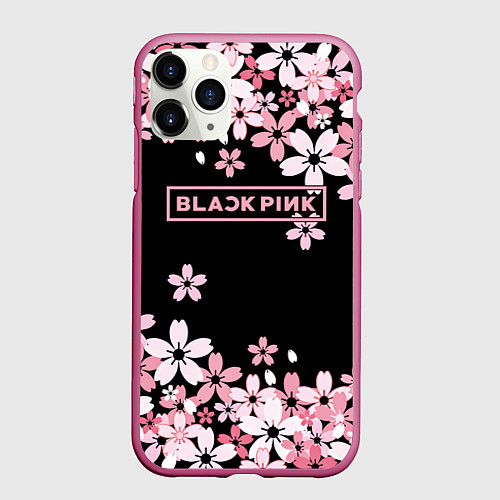 Чехол iPhone 11 Pro матовый Black Pink: Pink Sakura / 3D-Малиновый – фото 1