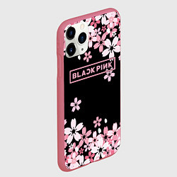 Чехол iPhone 11 Pro матовый Black Pink: Pink Sakura, цвет: 3D-малиновый — фото 2