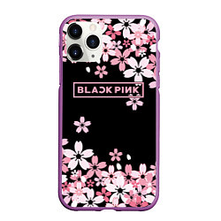 Чехол iPhone 11 Pro матовый Black Pink: Pink Sakura, цвет: 3D-фиолетовый