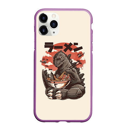 Чехол iPhone 11 Pro матовый Godzilla Eat / 3D-Фиолетовый – фото 1