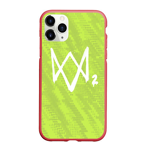 Чехол iPhone 11 Pro матовый Watch Dogs 2: Green Back / 3D-Красный – фото 1