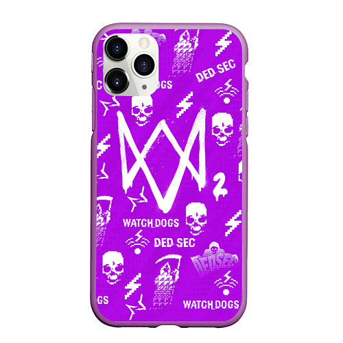 Чехол iPhone 11 Pro матовый Watch Dogs 2: Violet Pattern / 3D-Фиолетовый – фото 1