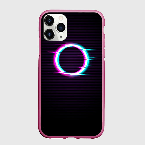Чехол iPhone 11 Pro матовый Глич-кольцо / 3D-Малиновый – фото 1