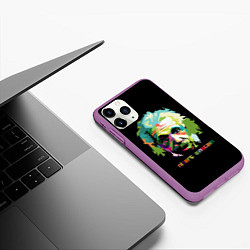 Чехол iPhone 11 Pro матовый Albert Einstein, цвет: 3D-фиолетовый — фото 2