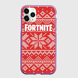Чехол iPhone 11 Pro матовый Fortnite New Year, цвет: 3D-фиолетовый