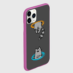 Чехол iPhone 11 Pro матовый Кот в Портале, цвет: 3D-фиолетовый — фото 2