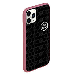 Чехол iPhone 11 Pro матовый Linkin Park: Black Carbon, цвет: 3D-малиновый — фото 2