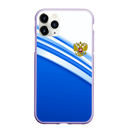 Чехол iPhone 11 Pro матовый Россия: голубая волна / 3D-Светло-сиреневый – фото 1