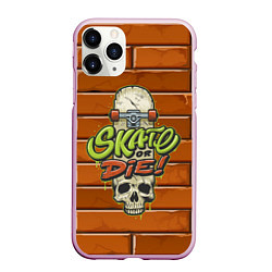 Чехол iPhone 11 Pro матовый Skate or Die: Skull Style, цвет: 3D-розовый