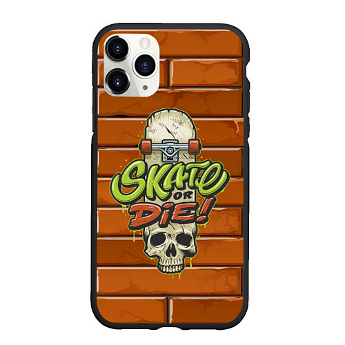 Чехол iPhone 11 Pro матовый Skate or Die: Skull Style / 3D-Черный – фото 1