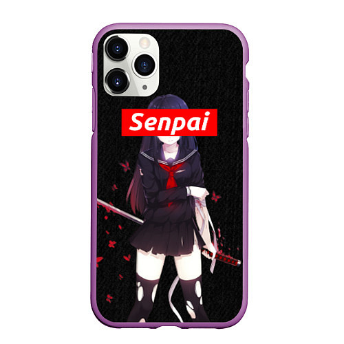 Чехол iPhone 11 Pro матовый Senpai Assassin / 3D-Фиолетовый – фото 1