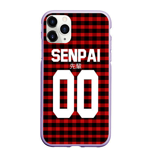 Чехол iPhone 11 Pro матовый Senpai 00: Red Grid / 3D-Светло-сиреневый – фото 1