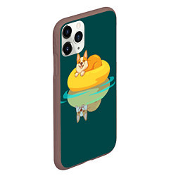Чехол iPhone 11 Pro матовый Корги на пончике, цвет: 3D-коричневый — фото 2